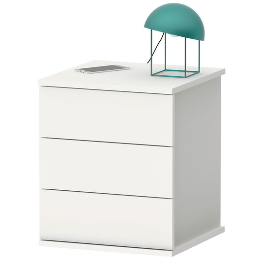 Mesita de Noche Serenade 3 Cajones 48.5x41x40 cm Blanco