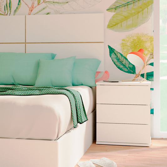 Mesita de Noche Serenade 3 Cajones 48.5x41x40 cm Blanco