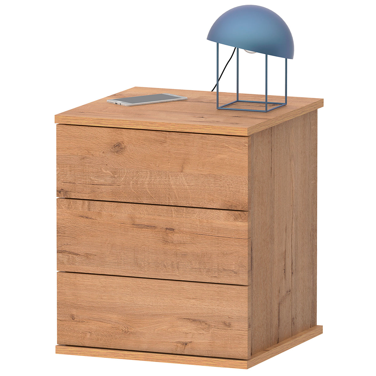 Mesita de Noche Serenade 3 Cajones 48.5x41x40 cm Roble gold