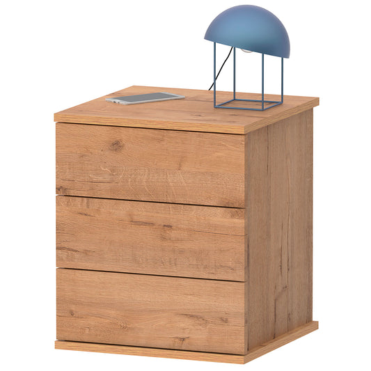 Mesita de Noche Serenade 3 Cajones 48.5x41x40 cm Roble gold