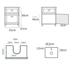 Mueble de Lavabo Eterna 80x61x47 cm Cambrian/Blanco