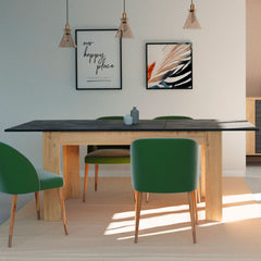 Mesa Opal extensible 77x140x80/77x195x80 Roble Gold/mármol