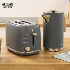 Set Nordic Tostador 2 rebanadas + Hervidor Gris