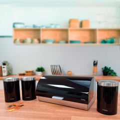 Set Metallic Panera + 3 Botes Negro/Inox