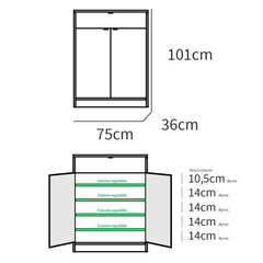 Zapatero Domus 2 Puertas Blanco alto brillo 101x75x36 cm