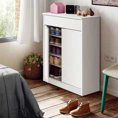 Zapatero Domus 2 Puertas Blanco alto brillo 101x75x36 cm