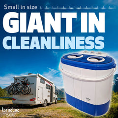 Mini Lavadora briebe Camp Portátil Camping con Centrifugado 3Kg Blanco/Azul