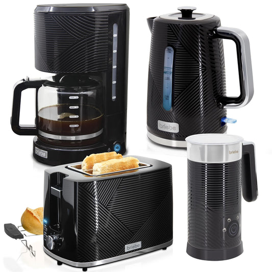 Set Tostador+Hervidor+Cafetera+Espumador Elegance Negro